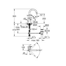 Mitigeur monocommande lavabo GROHE EUROSTYLE COSMOPOLITAN taille L bec haut