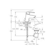 Mitigeur de lavabo VITRA NF cartouche 1/2 C2 éco avec tirette 45°